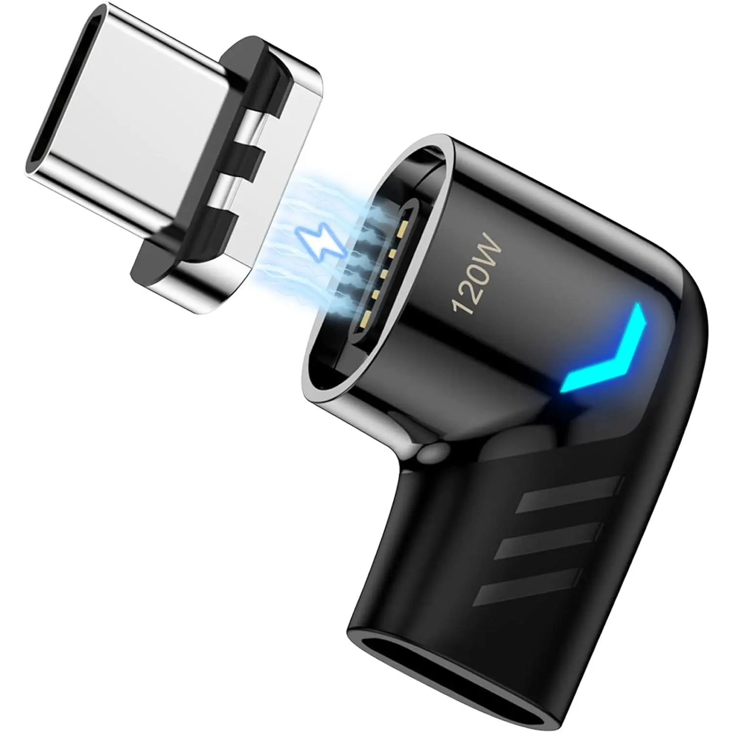 USB C  Adapter,Right Angle Type C Connector,PD 120W  Charge,480Mbps Transfer Speed,Compatible with USB C Phones,Tablets,Laptops
