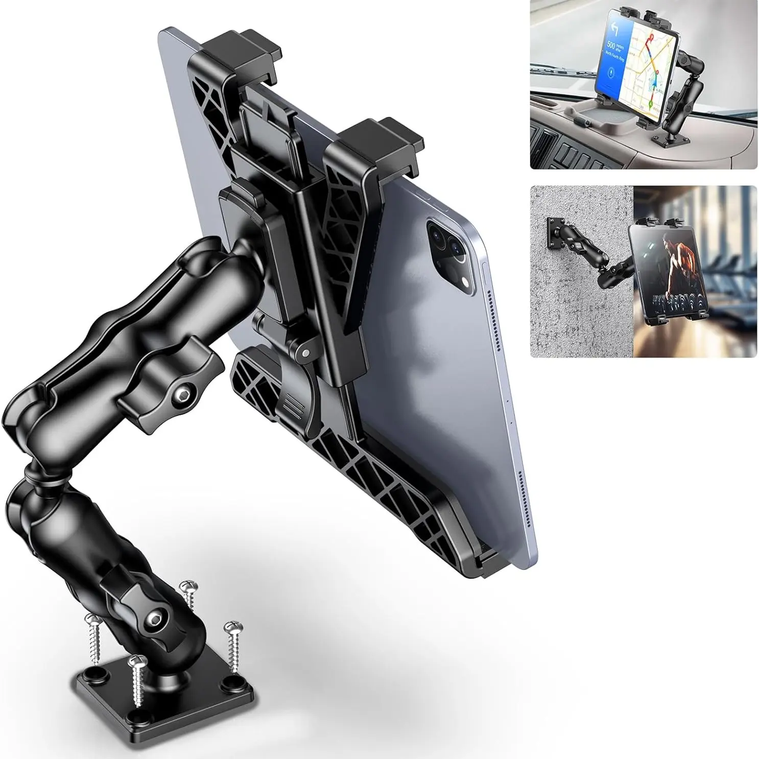 Drill Mount Tablet Stand, 360° Adjustable Multi-Angle View, Compatible with 7-11 Inch iPad Pro/galaxy Tab, Car Truck Wall Desktop