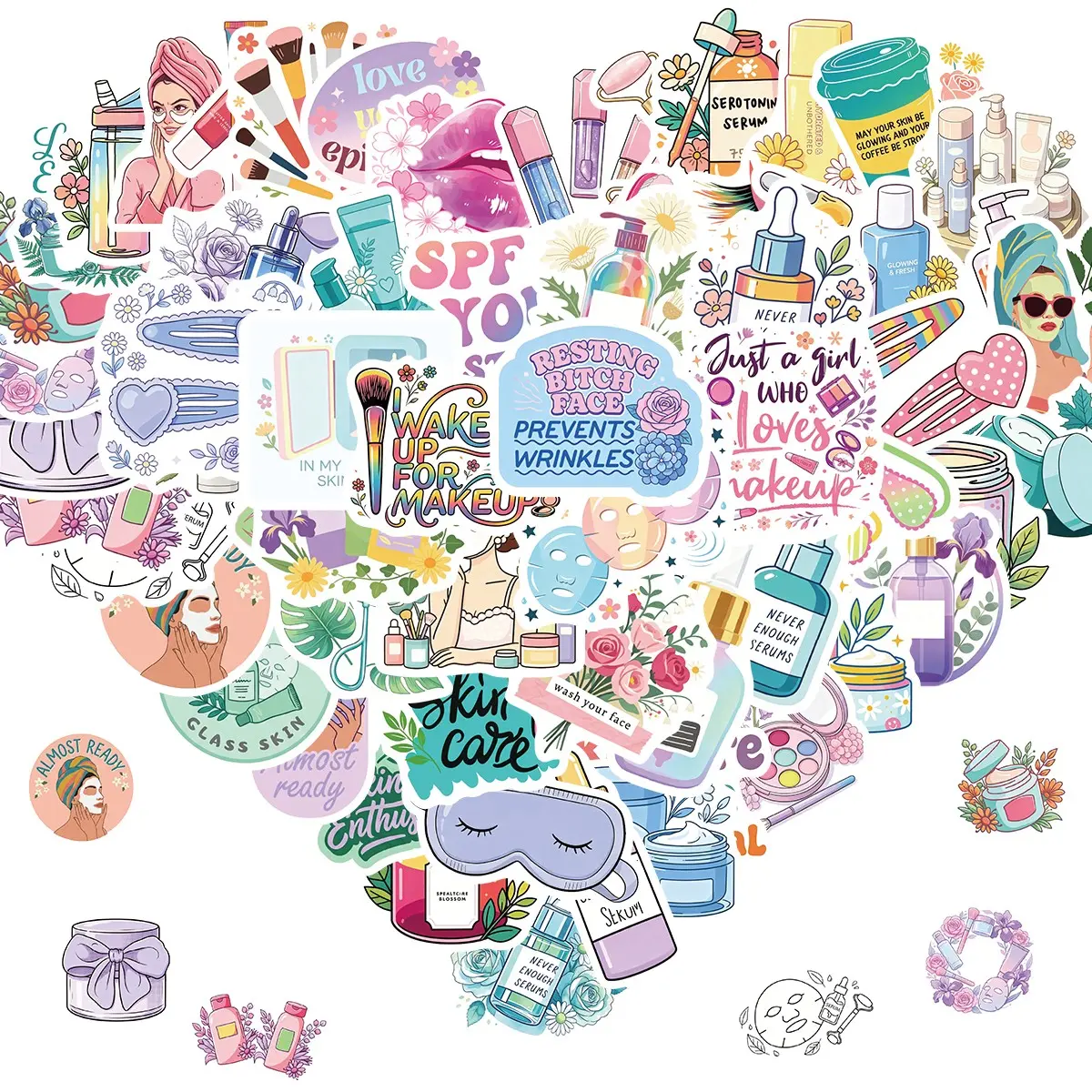 50 Pcs Esthetician Stickers for Laptop, Skincare Stickers, Esthetician Party Supplies, Gifts for Women & Men, Perfect Birthday Present