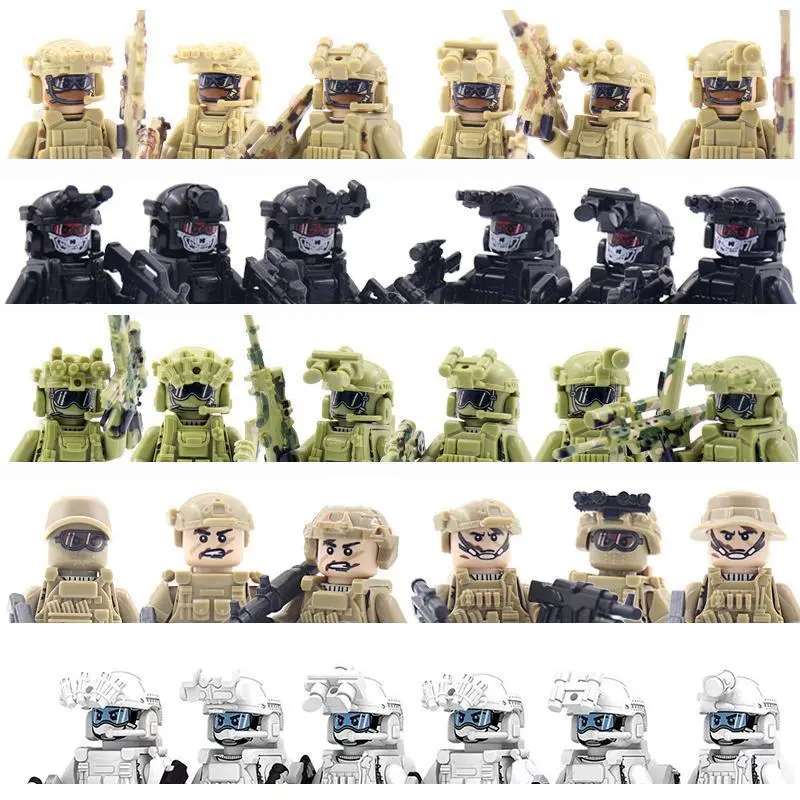 2026 Hot selling toys Military Army Building Blocks Ghost Modern City Special Forces Dolls Special Police Weapons and Equipment Boys Assembled Internet-famous toy