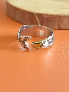 Vintage Silver Koi Fish Ring, Open Design Unique Jewelry, Retro Handmade Fish Shape Band, Personalized Finger Ring for Men and Women