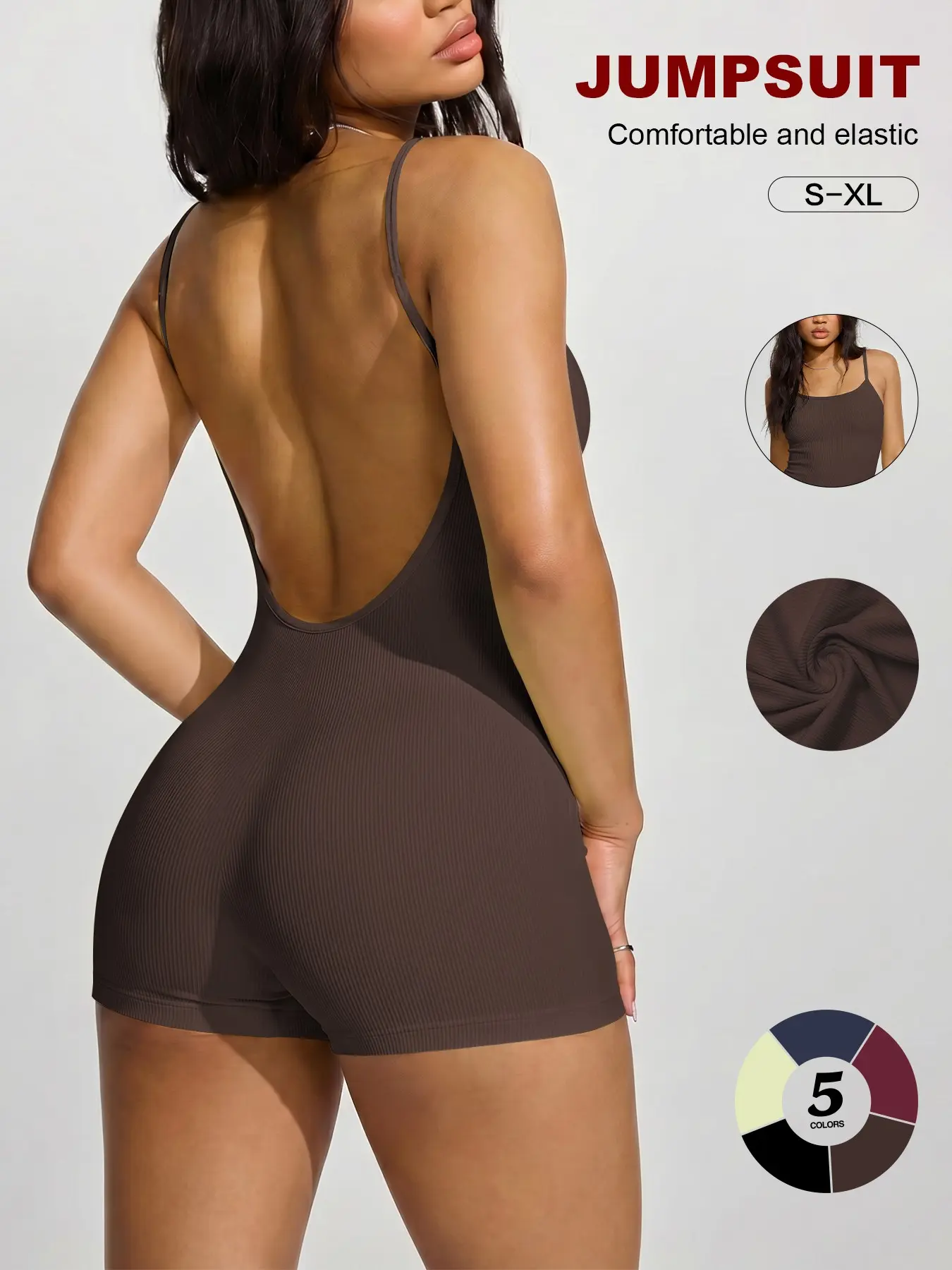 Women's Backless Spaghetti Strap Shapewear Bodysuit Underwear, Waist Cinch Slimming Romper, Seamless Knit Smooth Cross-Back Full-Body Shaper Top for Clubwear