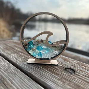 Sea Glass Display Box, Shell Display Case, Rock & Agate Showcase, Beach Decor, Coastal Theme, Wooden Decor, Perfect Gift for Beach Lovers