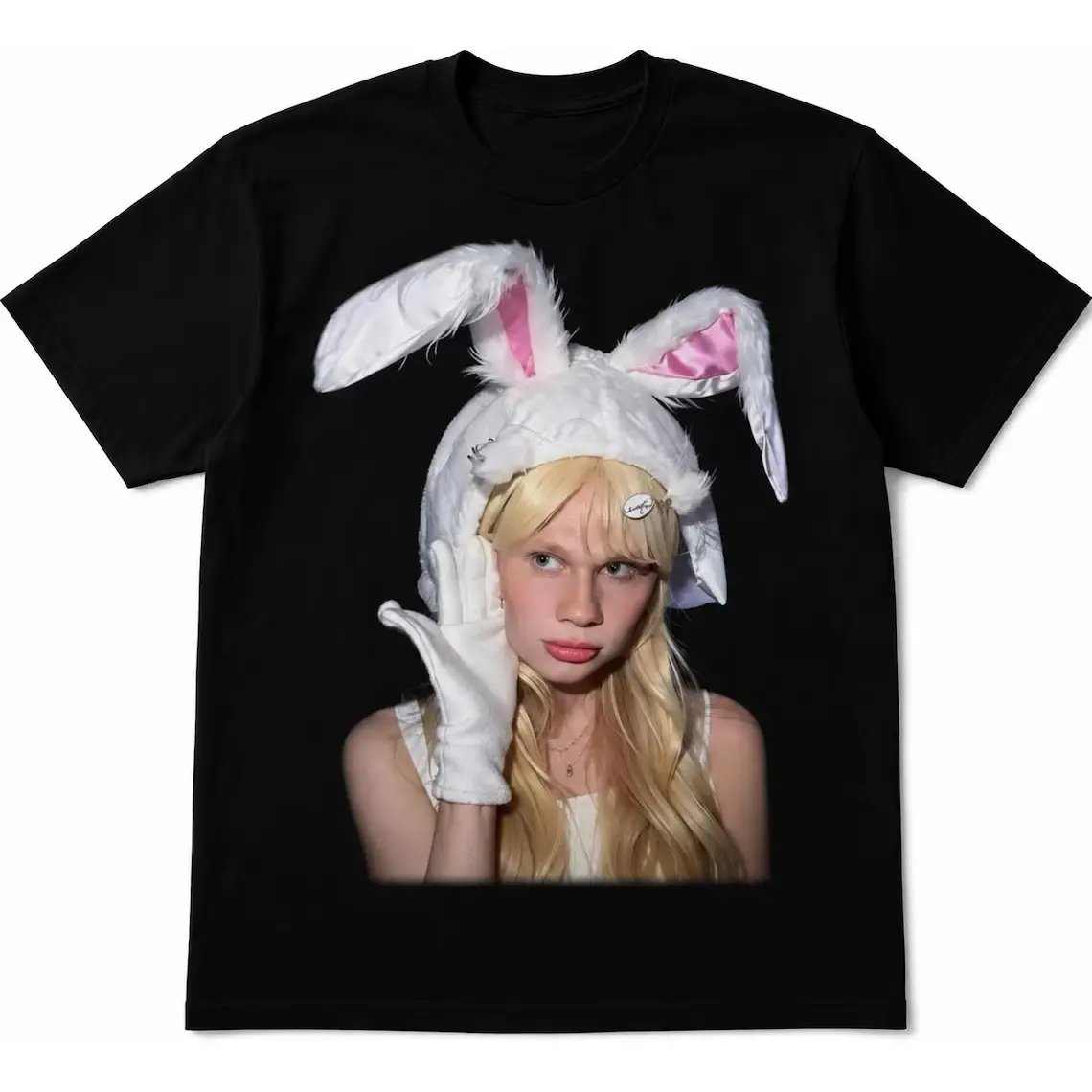 100% Cotton Fabric Graphic Print T-Shirt - Erling Haaland Bunny Girl Football Funny Design Short Sleeve Tops, Machine Washable Casual Streetwear (Party Accessory)
