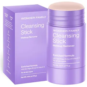 Makeup Remover Cleansing Balm Stick, Balm-to-Milk Formula, Travel Friendly Gentle Face Cleanser for Dry & Sensitive Skin, Paraben & Sulfate Free, Enriched with Vitamin E & Red Algae, Effectively Removes Makeup