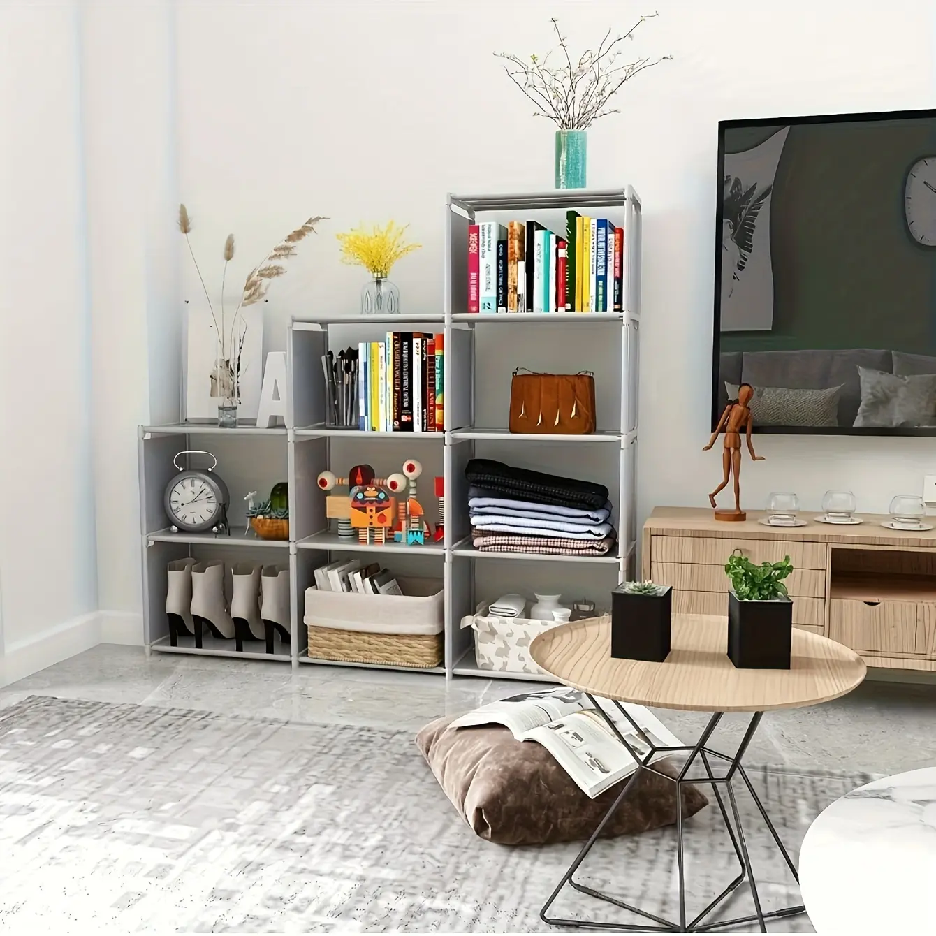 Multi-Functional Space-Saving Bookshelf, Easy to Assemble, Suitable for Home Office, Dormitory, Rental Apartments