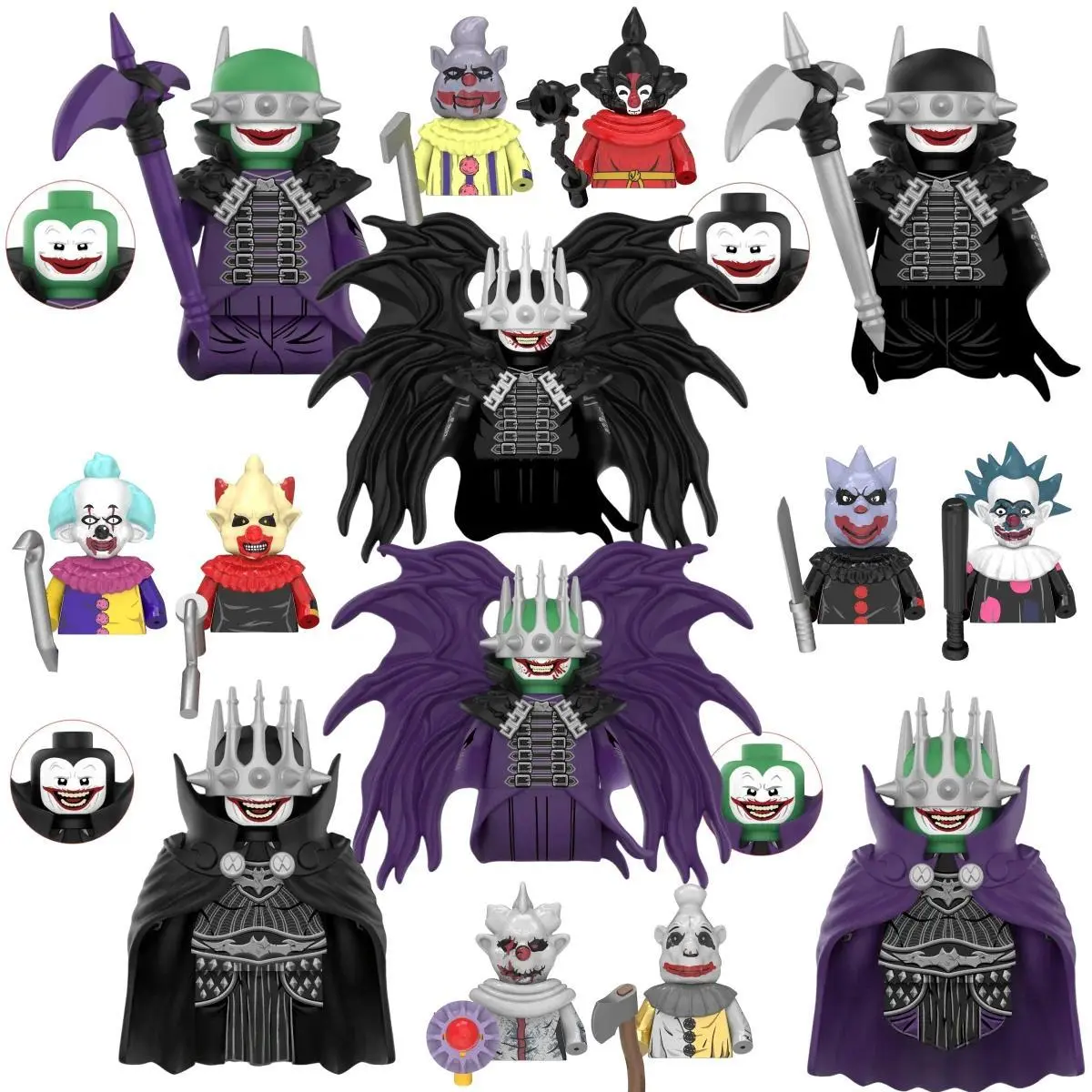 Blind Box Building Blocks DY109 TP1040 Mini Model Figures Maniacal laughter Bat Horror Character Halloween Christmas Gifts Toys