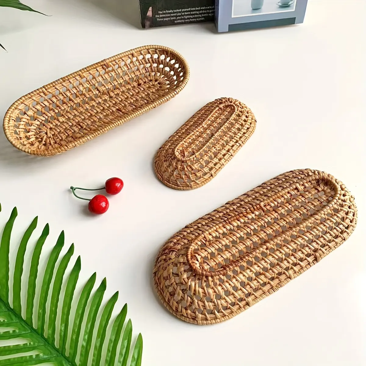 Hand-Woven Rectangular Storage Basket, Shelf Baskets