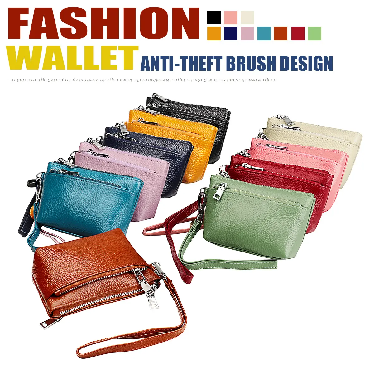 Dual-Zipper Wristlet Mini Wallet - Multi-Compartment Lightweight Gym Storage Pouch, Versatile Sports & Outdoor Carry Case for Cards, Coins, Cosmetics, Daily Shopping