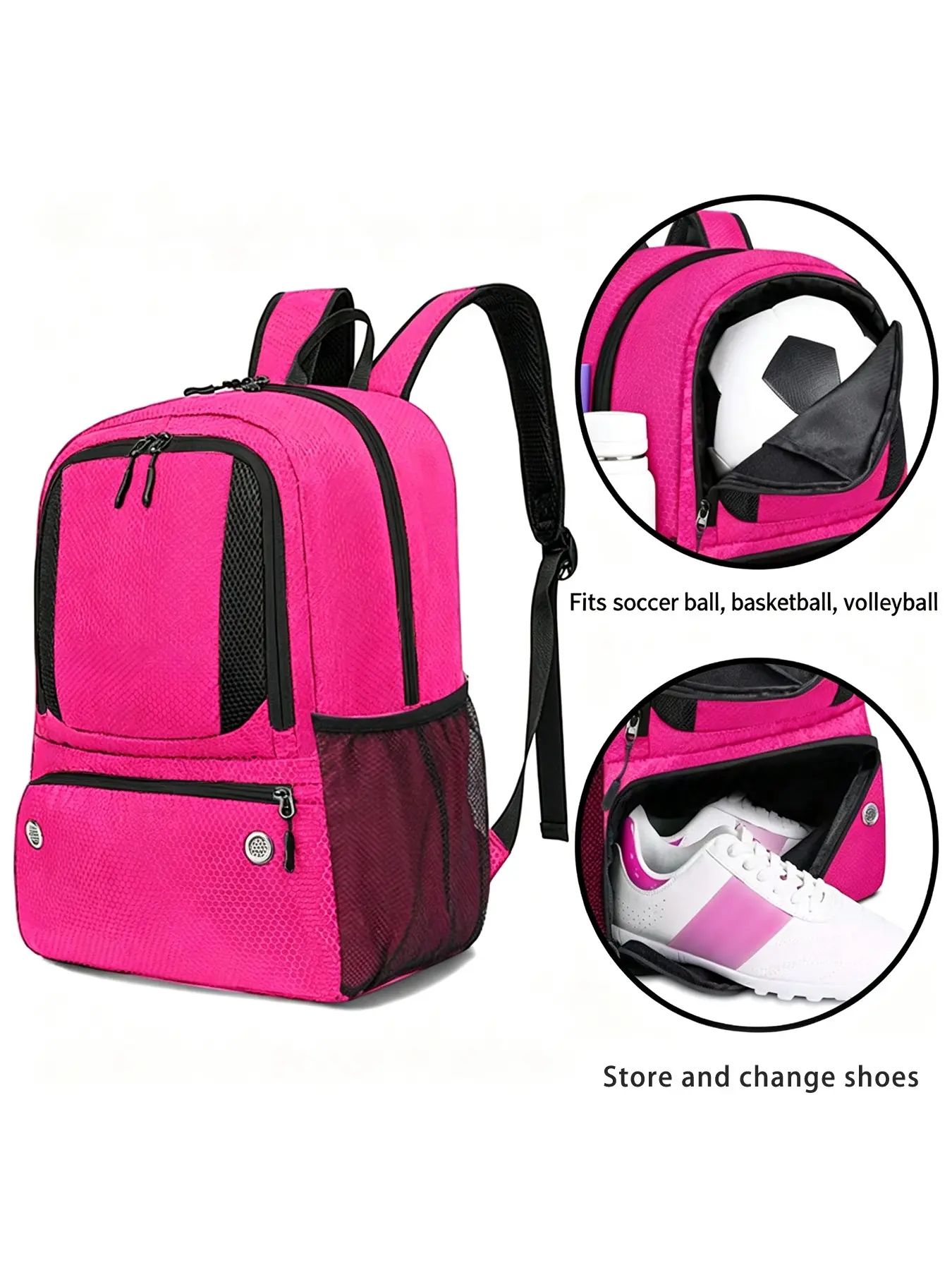 Waterproof Sports Backpack with Separate Ball and Shoe Compartments, Large Capacity Gym Travel Bag for Soccer, Basketball, Volleyball Training