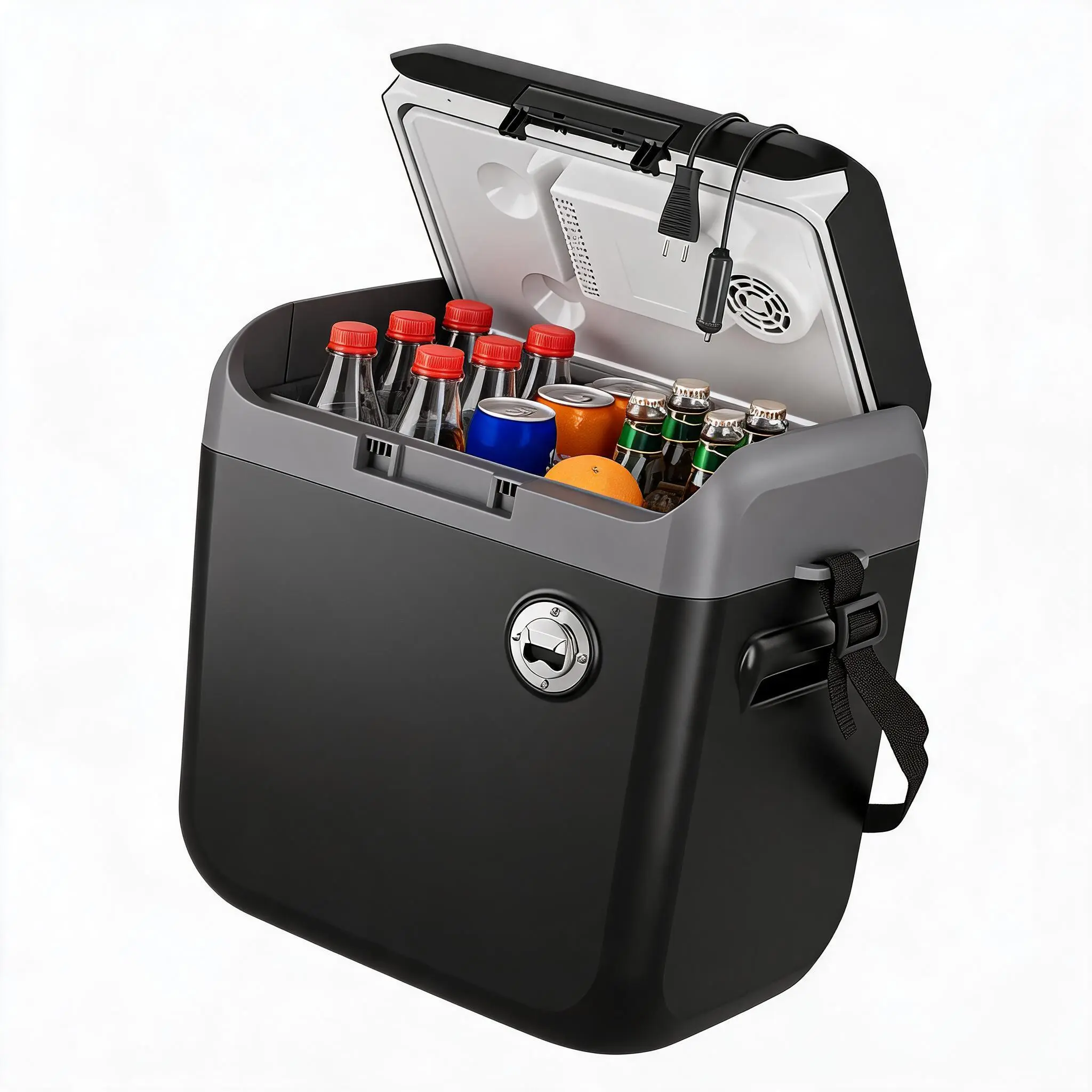 30L Portable Car Refrigerator with Cooler & Warmer Function - Thermoelectric Fridge for Vehicles & Trucks - Handle Included - 110V/12V Dual Power - Great for Camping, Travel & Picnics