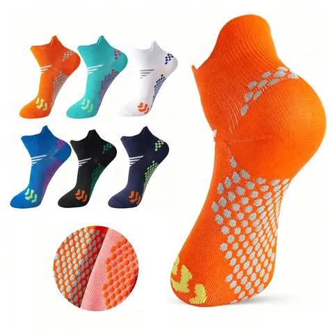Unisex Athletic Sports Socks - 3-Pair Low Cut Ankle Length, Low Cut Fit, Breathable Mesh Fabric, Anti-Perspiration, Arch Support, Compression for Tired Legs Relief, Ideal for Running, Yoga