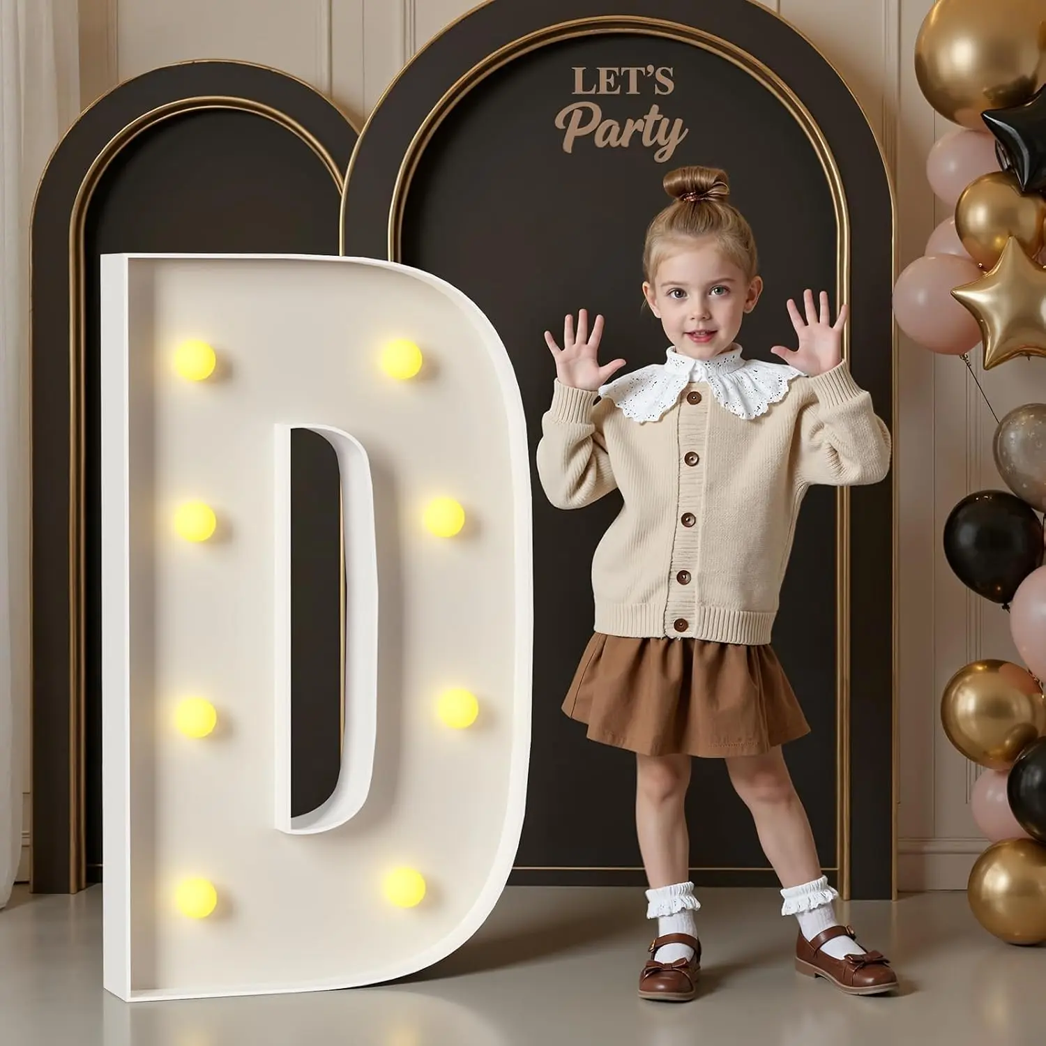 3FT Large Light up Marquee Letter D, 3 Feet Tall Big D Sign with Warm White Light for Birthday Wedding Proposal Engagement Graduation Party Backdrop Decorations