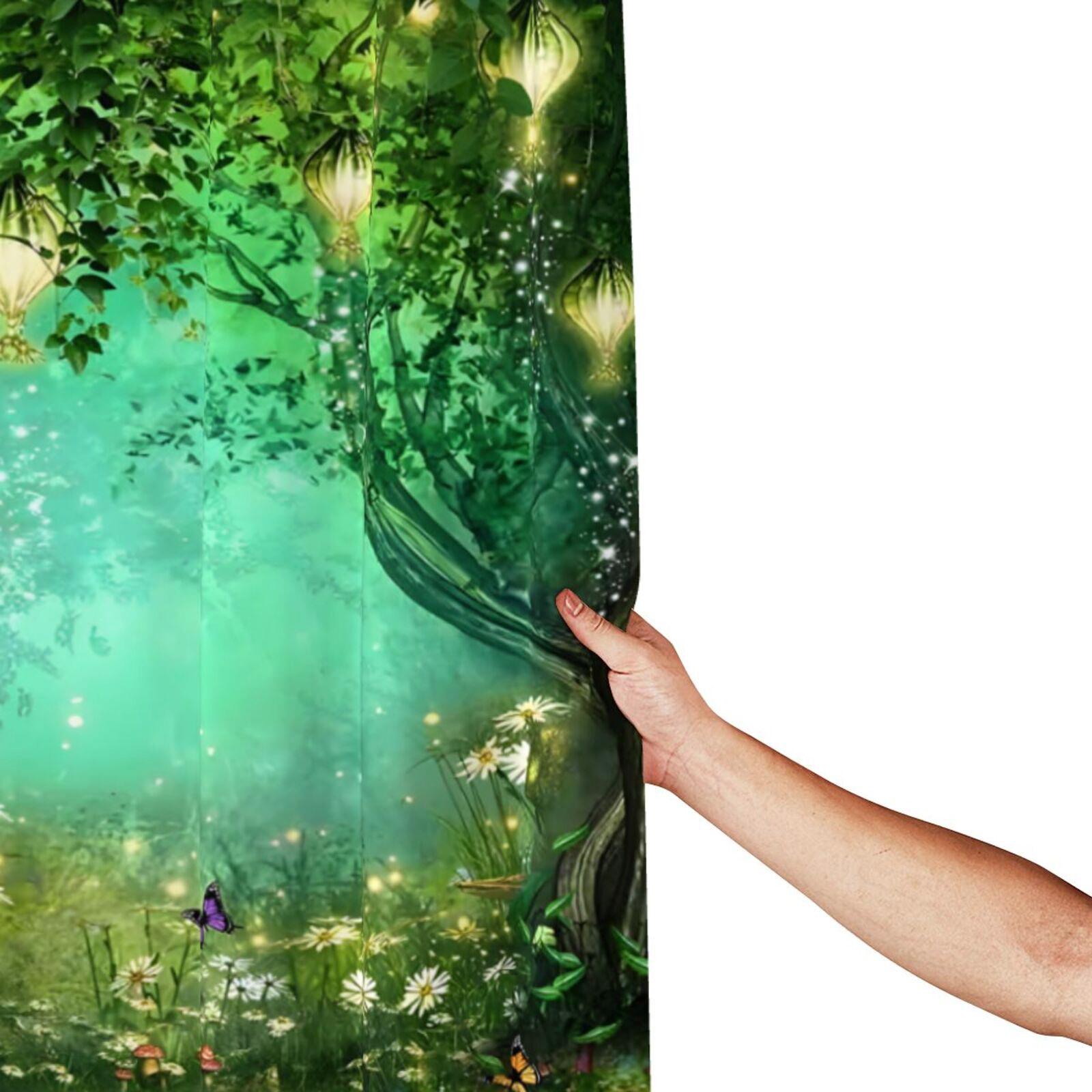 Forest Flowers Tree Pattern Shower Curtain Set, 1 Count Shower Curtain/4 Counts Shower Curtain & Toilet Mat & Bath Mat & Toilet Lid Cover Set, Bathroom Shower Equipment, Bathroom Decor Supplies for Home Dormitory Hotel Salon