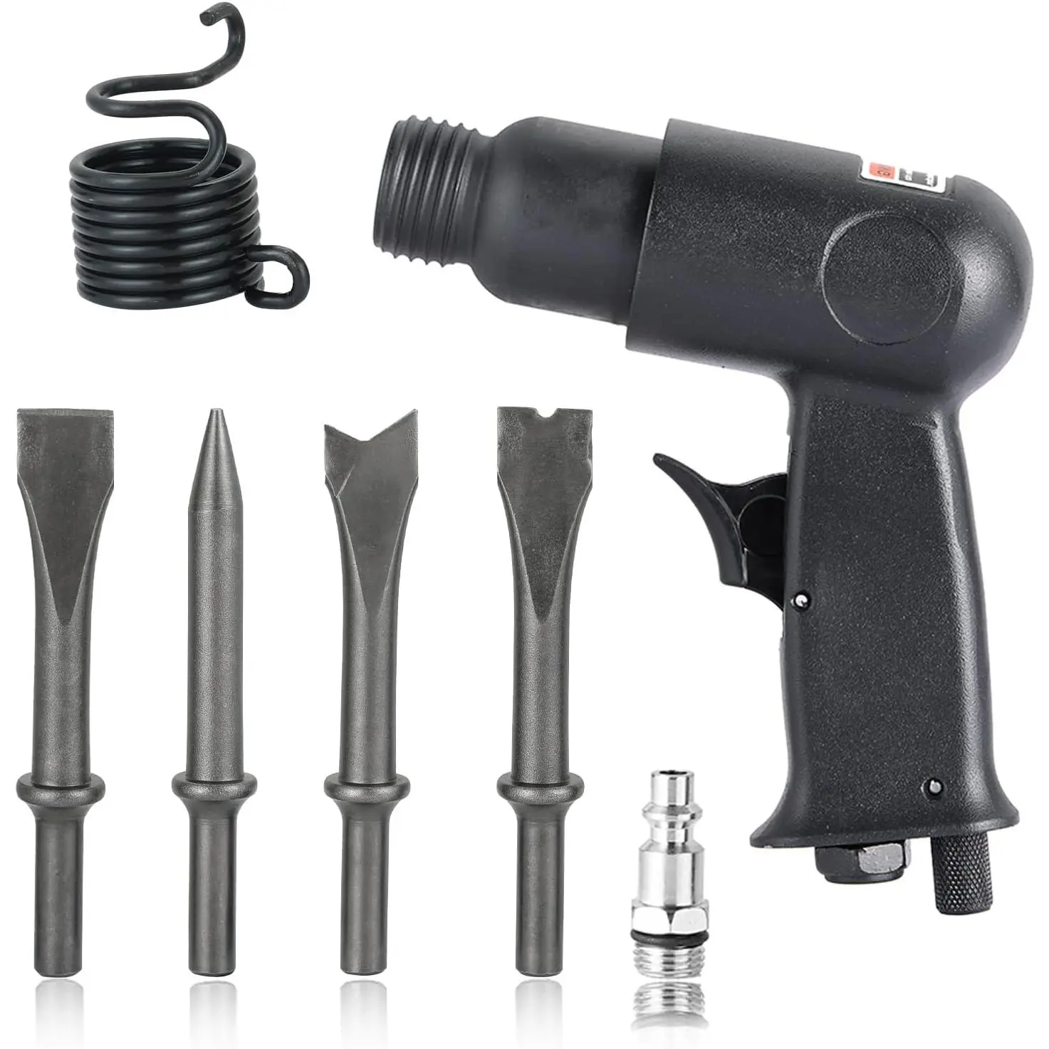 150mm Air Hammer Kit with 4 Chisels & Quick Change Retainer, 4500 BPM Pneumatic Hammer Shovel Tool, Air Shovel Tool for Automotive, Metal, and Masonry Work