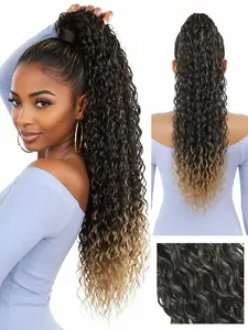 Gradient 22 Inch Drawstring Curly Ponytail Wig, Lightweight and Easy to Wear, Perfect for Daily Commute, Parties, Photo Shoots