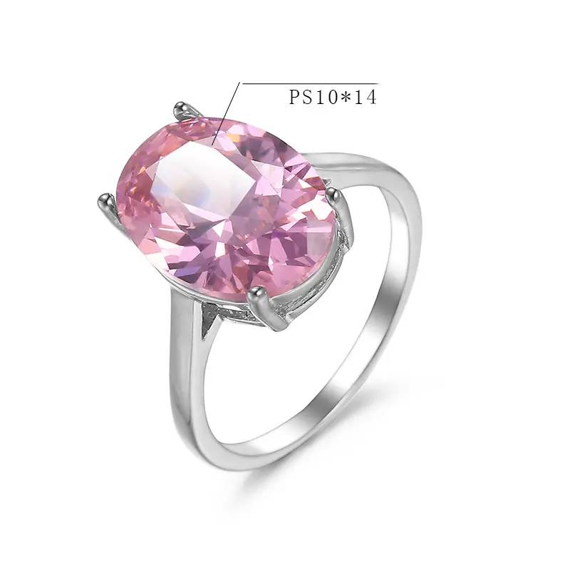 Women's 925 Sterling Silver Vintage Inspired Pink Tourmaline Jewelry Ring - Large Oval Cut Pink Sapphire Solitaire, October Birthstone Decorated Cocktail Gift, Elegant Everyday Unique Ring for Casual Sports Wristband Pairing, Jewelry Rings, Decorated Ring