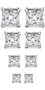 Jstyle 2 Pairs Stainless Steel Stylish Non-Piercing Magnetic Stud Earrings Hypoallergenic CZ Men and Women 5-8MM Sizes