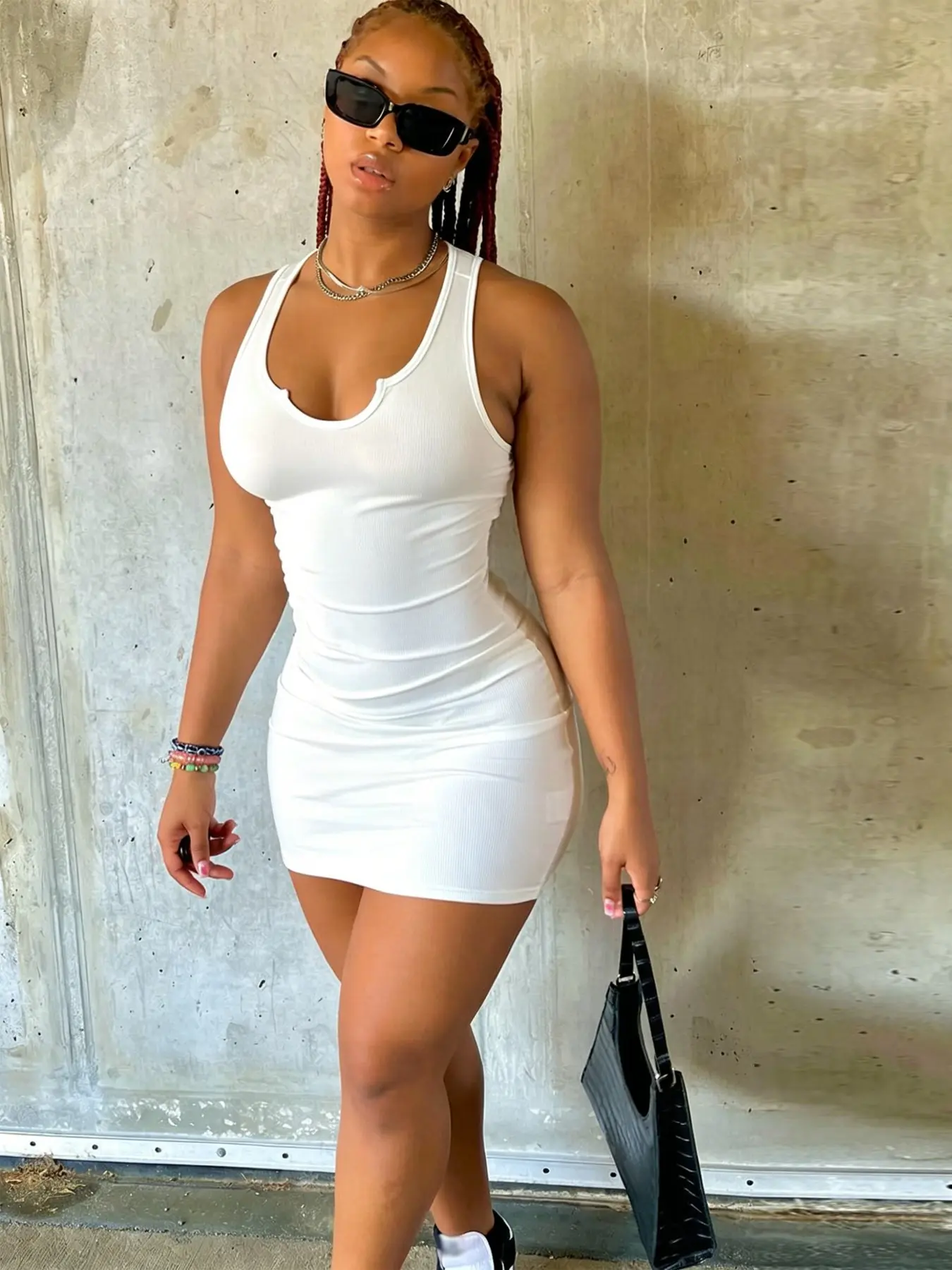 Elegant Summer Dress for Women, U-Neck Backless Tank Top, Sleeveless Slim Fit Bodycon Short Dress, Casual Party Wear, Sexy Stretchy Dress