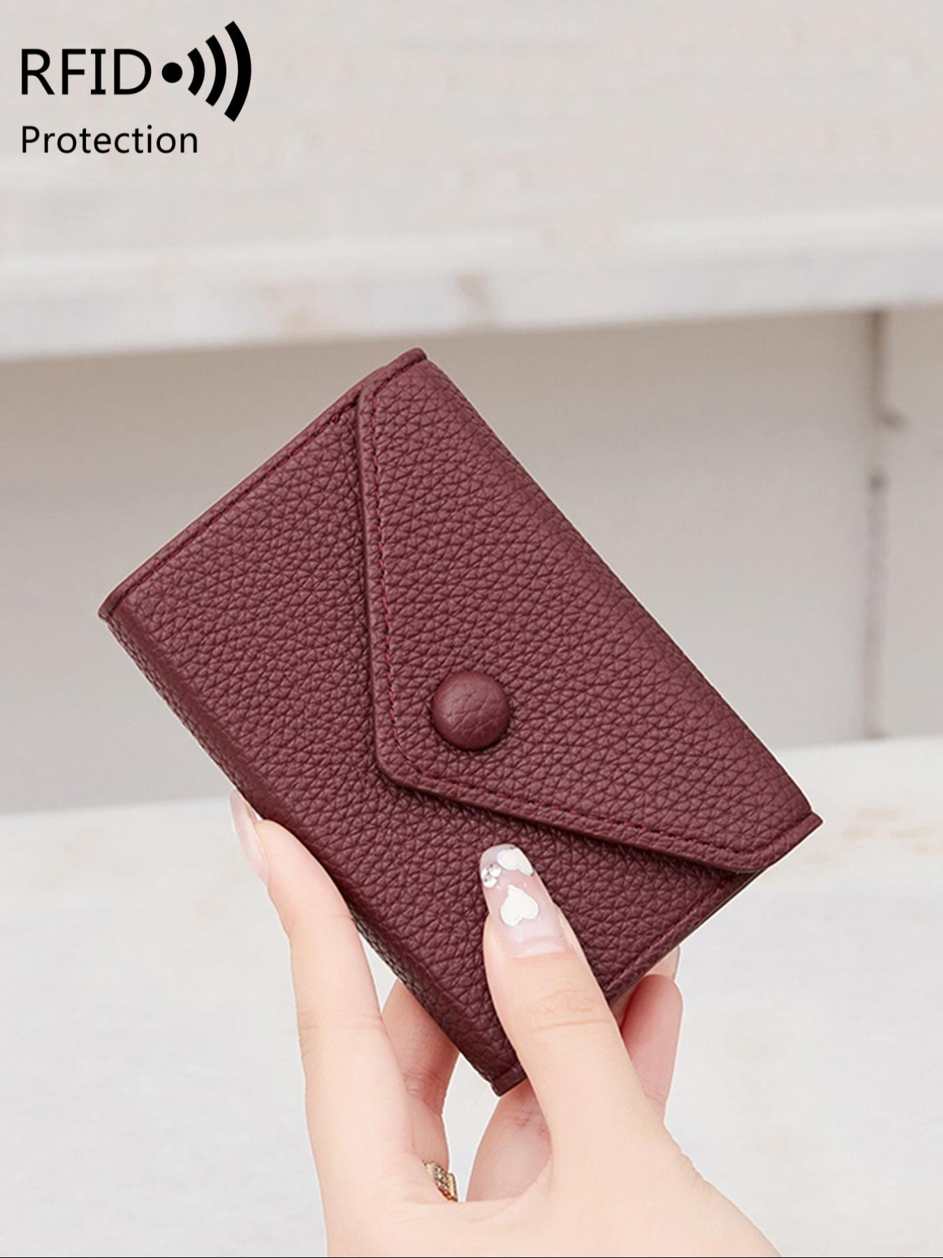 Simple Plain Color Card Holder, Casual Versatile Mini RFID Blocking Credit Card Holder for Men and Women, Lightweight Portable Minimalist PU Leather Solid Color Coin Small Wallet Card Holder