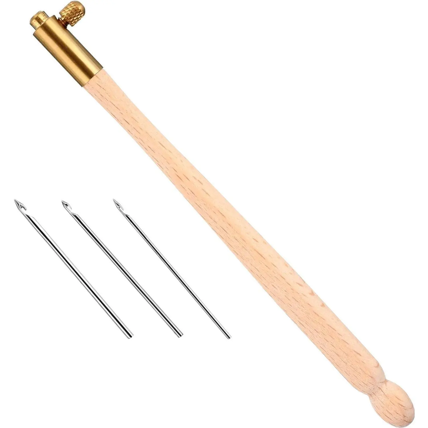 Tambour Hook with 3 Needles 70# 90# 100# Embroidery Kit Tool Crochet Hook Kit Sequin Beads Needle Set for Embroidery Sewing Crafting Handmade Artwork Making Gifts Hand ProtectionGift