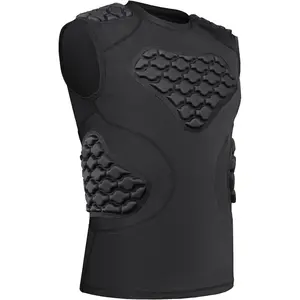Mens Baseball Chest Protector Football Padded Shirt Compression Vest with Pads Adult Rib Protective Undershirt