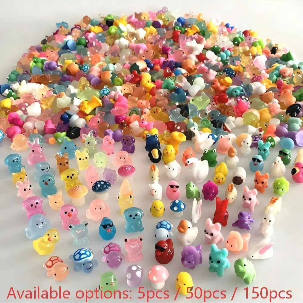 Glow-In-The-Dark Animal Figurines, Resin Garden Decorations, DIY Micro Landscape Accessories, Cute Night Light Ornaments, Tabletop Decor