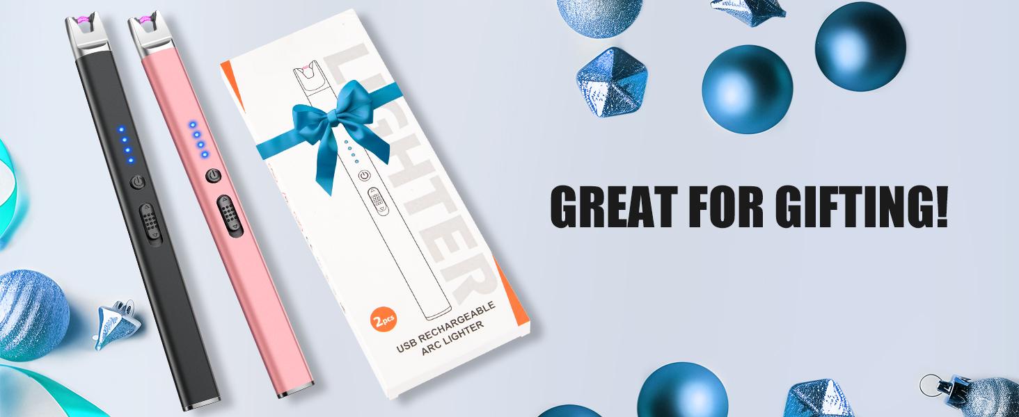 3 Pack Electric Candle Lighter USB Rechargeable Arc Lighter with Safety Lock, Windproof Flameless Plasma Long Matches Lighters for Candle, Grill, BBQ, Camping, Gas Stoves (Black,Pink,Blue)