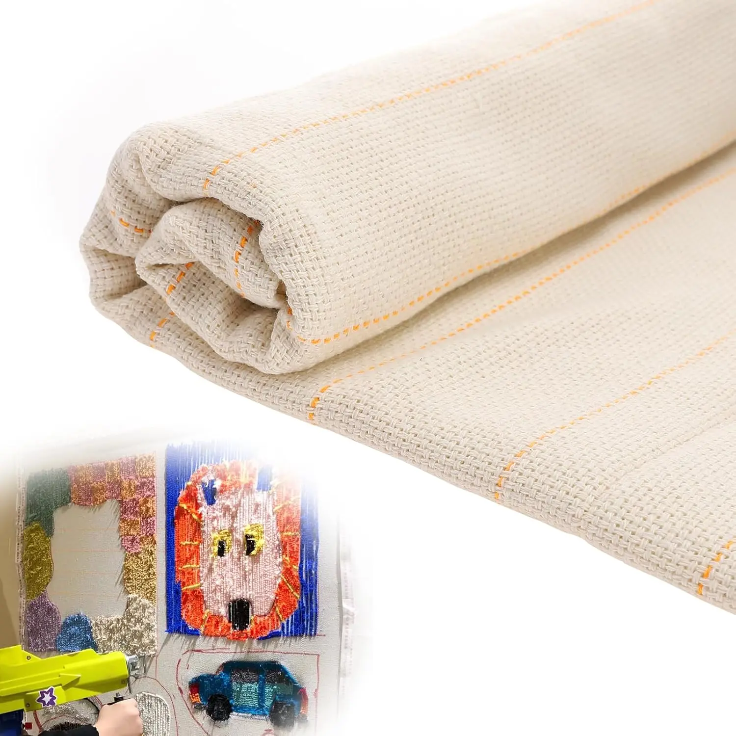 40×40in Durable Yet Forgiving Overlocking Tufting Cloth with Marked Lines |  Primary Monks Cloth Punch  Fabric for DIY Tufting Rug Tufting , Beginners and Experts