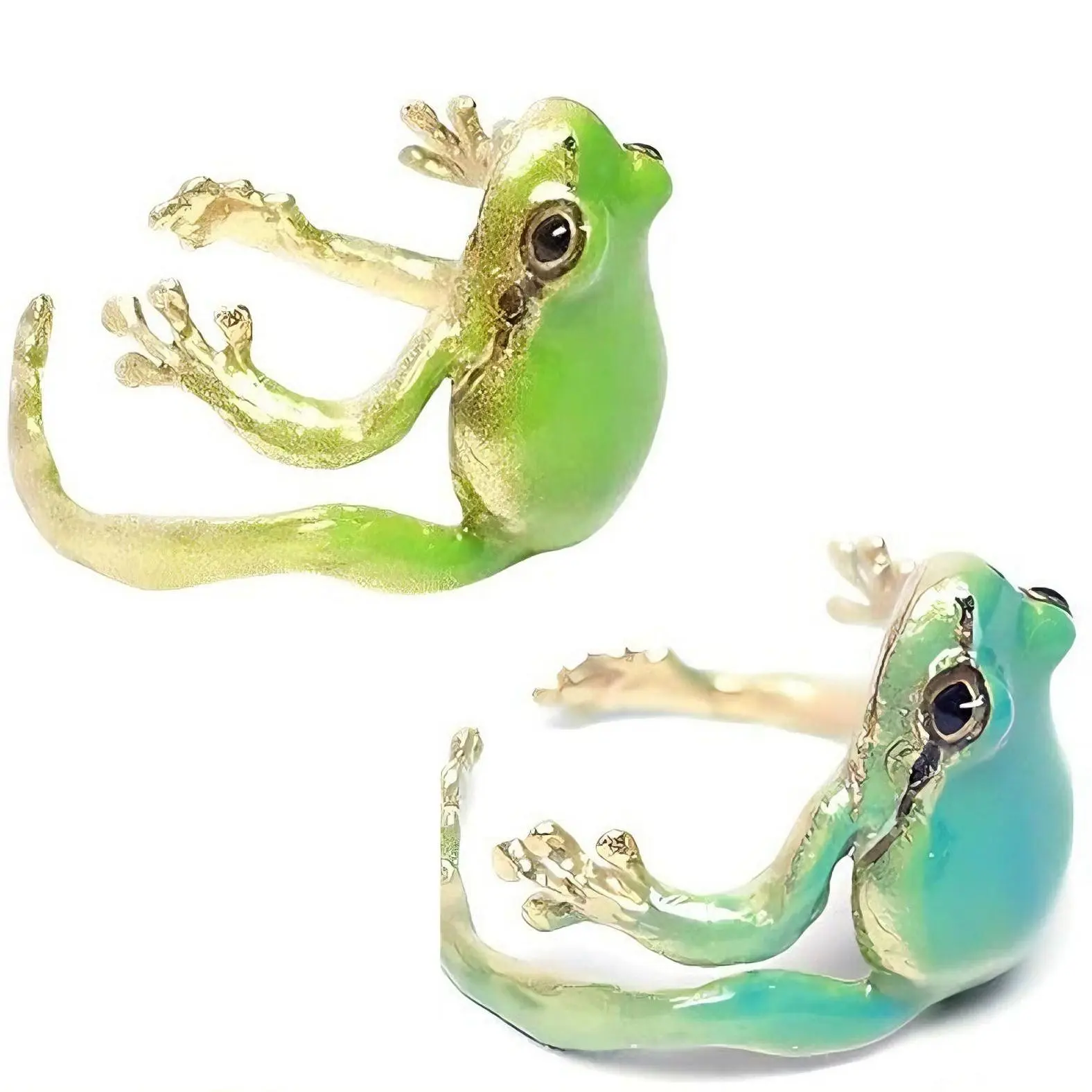 2025 Whimsical Alloy Animal Shape Frog Ring - Adjustable, High-Polish Trendy Jewellery Accessories, Unisex Open Ring Gift for Casual Cosplay Events (1-Pack, Blue+Green 2-Pack Options)
