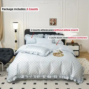 Polka Dot Pattern Bedding Set, 3 Counts/set Including 1 Count Duvet Cover & 2 Counts Pillowcase without Filler, Soft Comfortable Bedding Set for Home Bedroom, Duvet Cover Sets