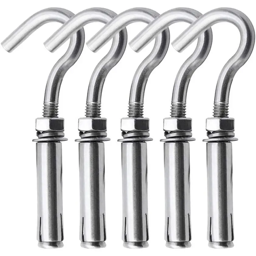 Concrete Wall Hook,  304 Stainless Steel Concrete Anchors Heavy Duty Expansion  for Concrete Wall (M6-5Pack)