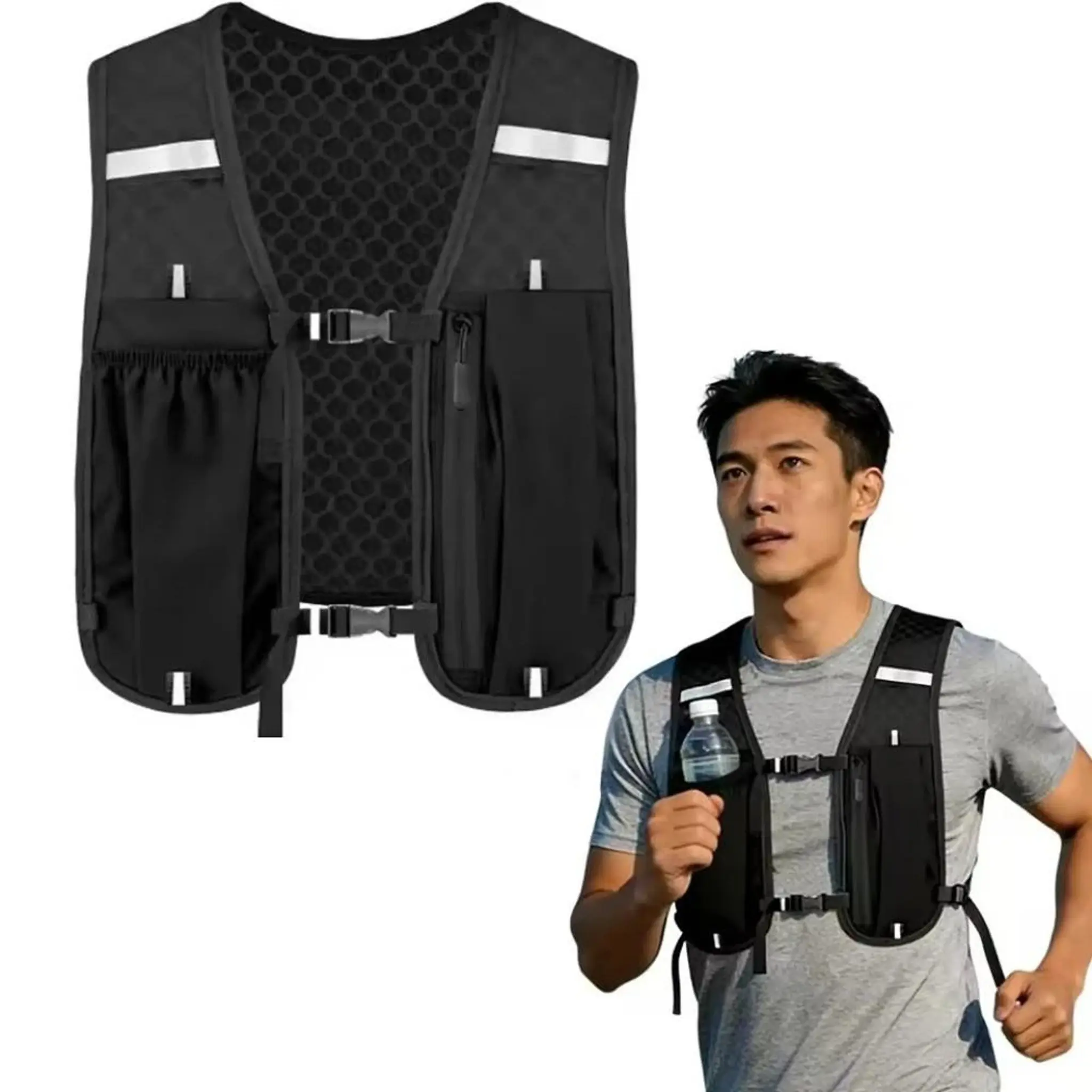 Unisex Lightweight Sports Vest with Adjustable Straps and Zipper Pockets, Breathable Mesh Back, Suitable for Running, Fitness, Hiking, Adjustable Training Vest, Workout Gear, Athletic Gear