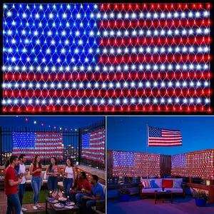 American Flag Net Lights Outdoor, 6.5ft x 3.3ft Waterproof LED USA Flag String Lights 390 LEDs, 4th of July Independence Day Memorial Day Patriotic Yard & Garden Decorations Plug-in