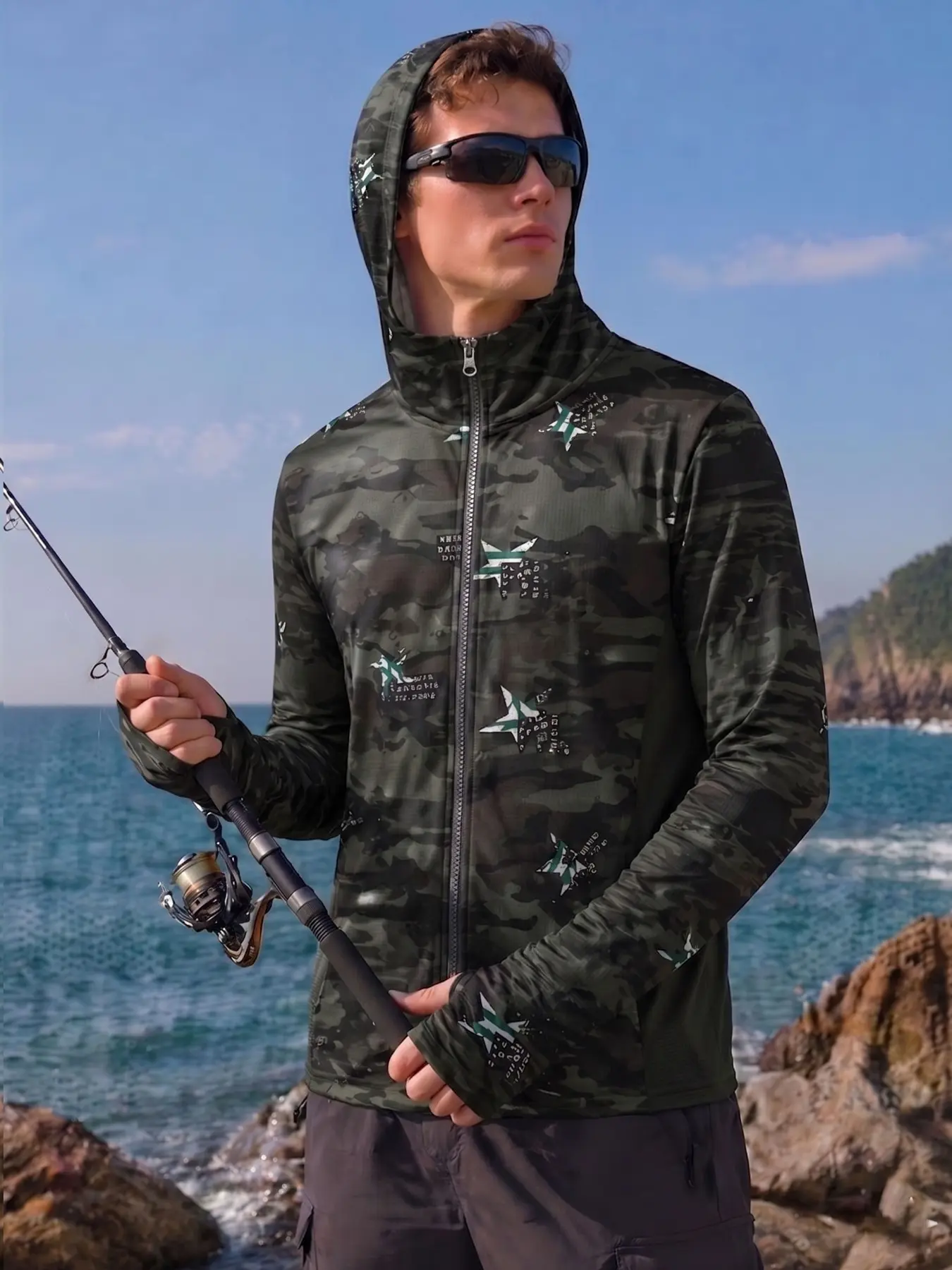 Men's Quick-Dry Wind-Resistant Hooded Long Sleeve Sun Suit, Ideal for Outdoor Activities, Running, Fitness, UV Protection