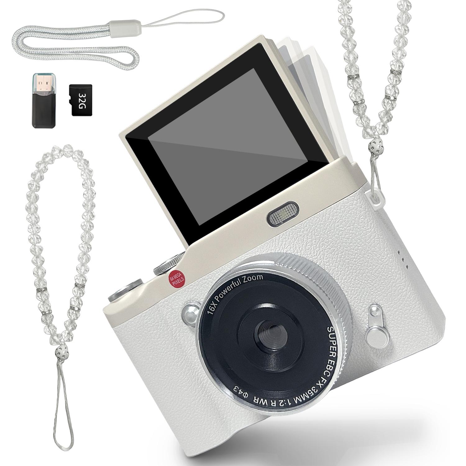 Y2K Vintage Student Camera, Pocket Camera with Crystal Lanyard, Flip Screen Portable Camera for Teens, Entry-Level Digital Camera with Memory Card, Built in Filters, Perfect for Back to School, Christmas & Thanksgiving #GLOBAL PICKS Y2K Vintage Student Camera, Pocket Camera with Crystal Lanyard, Flip Screen Portable Camera for Teens, Entry-Level Digital Camera with Memory Card, Built in Filters, Perfect for Back to School, Christmas & Thanksgiving #GLOBAL PICKS