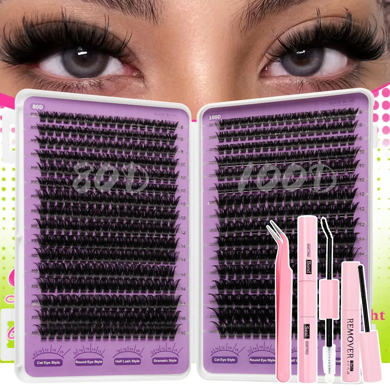 Voluminous False Eyelashes for Beginners, Natural Look, Long-Lasting Eye Makeup, Mixed Length, Dense Style, CC Curl, Non-Toxic, Eyelash Set