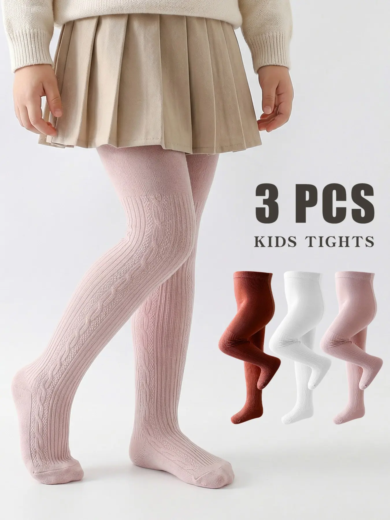 3 PCS girls tights, baby toddler leggings kids  – Striped Tights, Soft, Stretchy, and Medium Thickness for Year-Round Comfort