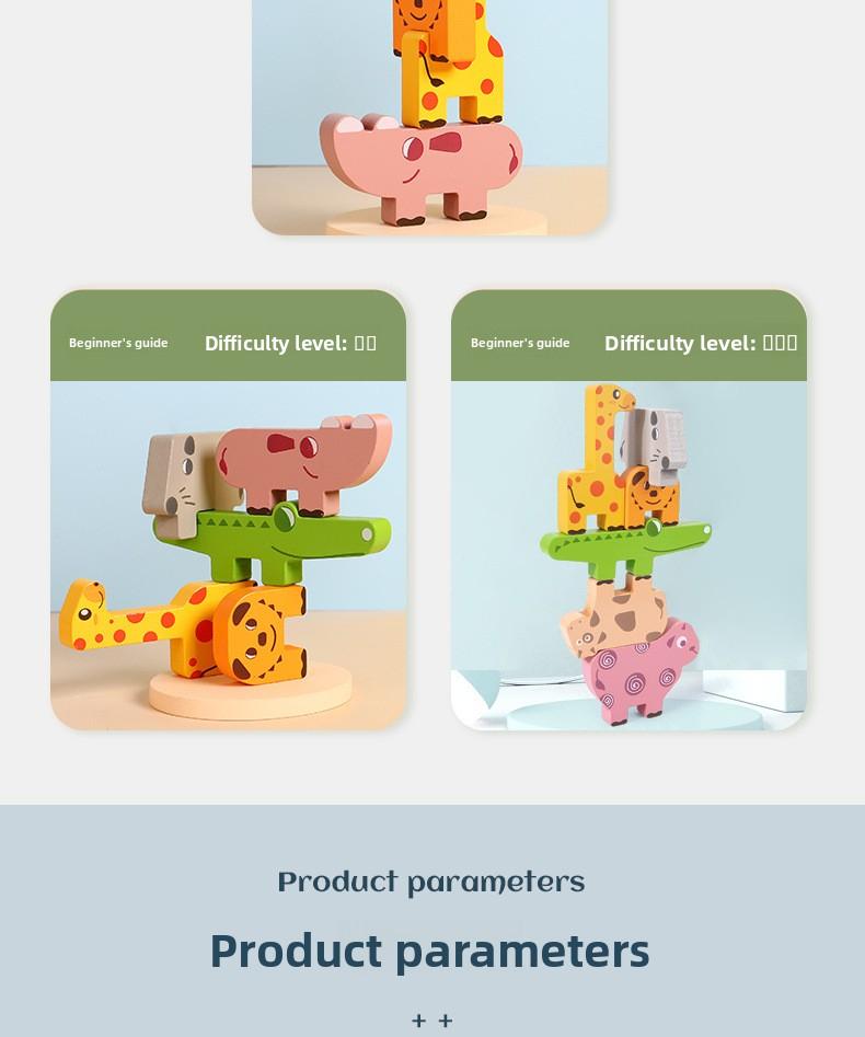 CPC Animal Stacking Blocks Wooden Balance Stacking Blocks Children's Early Education Educational Toys Building Blocks Toy