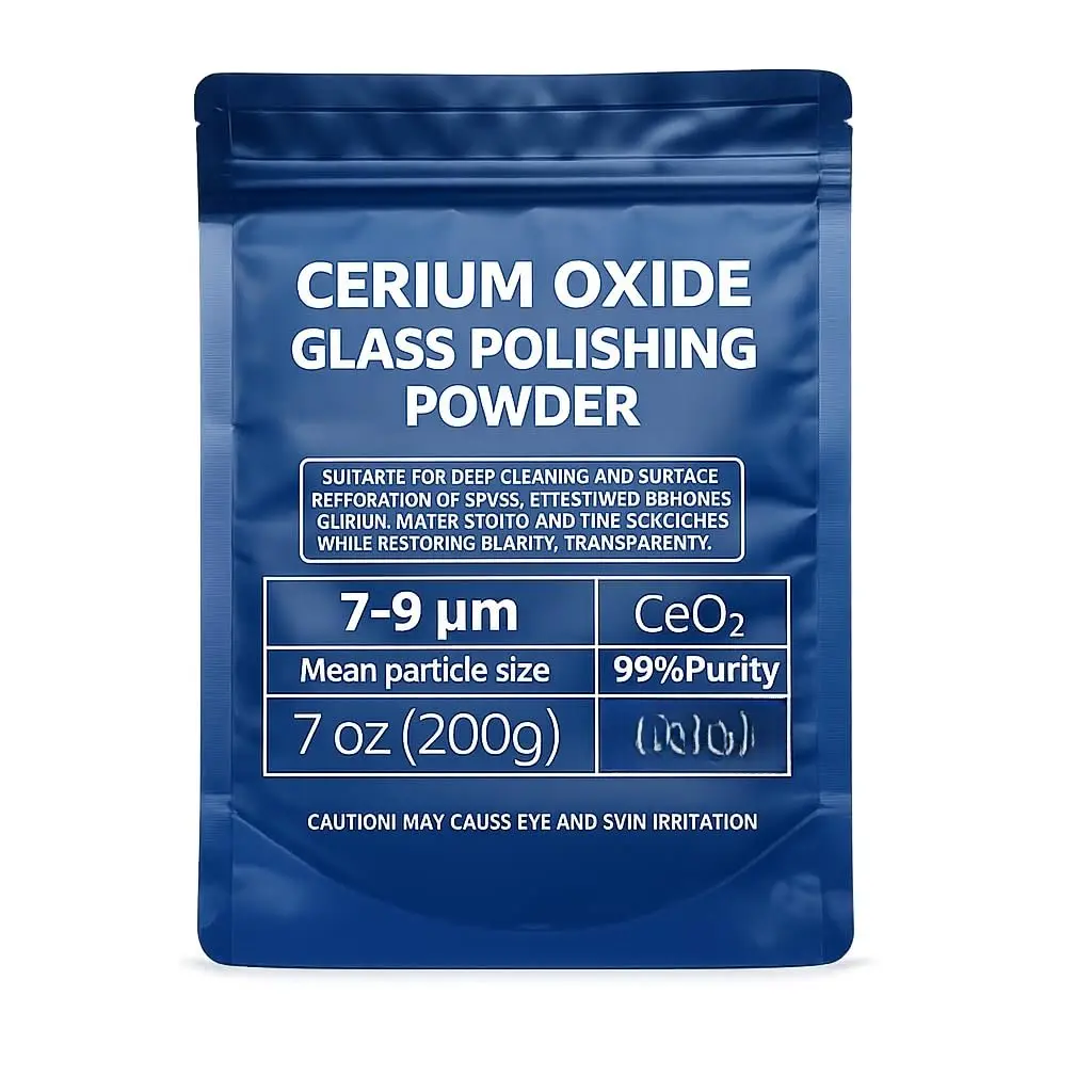 99% Purity Cerium Oxide Glass Polishing Powder (7oz/200g, 7-9 micron), Automotive Windshield Deep-Cleaner for Removing Oil Films, Water Spots, Swirl Marks, Wiper Streaks & Restoring Transparent Surfaces