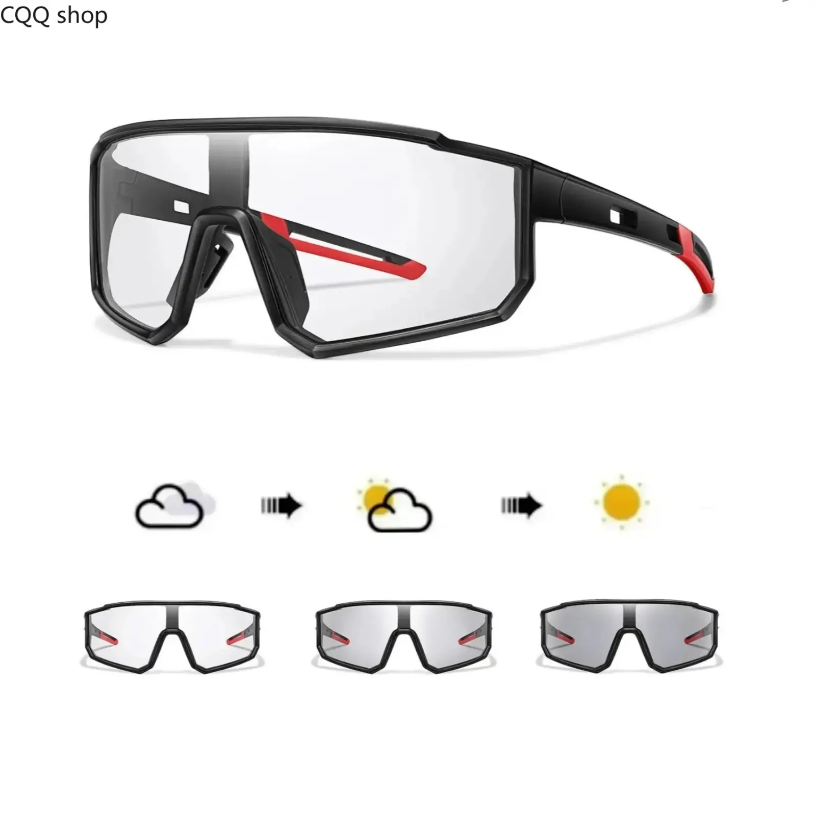 Photochromic Flat Top Wrap Sunglasses for Men & Women, Windproof Sports Goggles, Auto Color Changing Lenses, Sleek Wrap Around Frame, UV Protective Windproof Design, Cycling Hiking Baseball Softball Running Biking Outdoor Wear summerwins