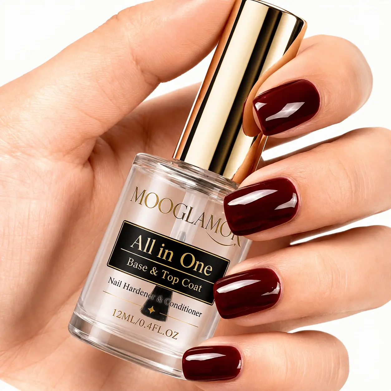 Clear Base and Top Coat Nail Polish, Quick-Dry High-Gloss Strengthener Protective Manicure Finish, for Natural Nails Finishing, Daily Looks