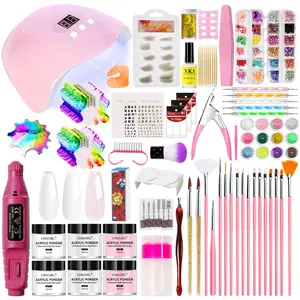 Limegirl Beginner Acrylic Nail Kit, Complete Nail Art Set with UV Lamp and File, Professional Grade Powder, Glitter Decor, Gift for Women