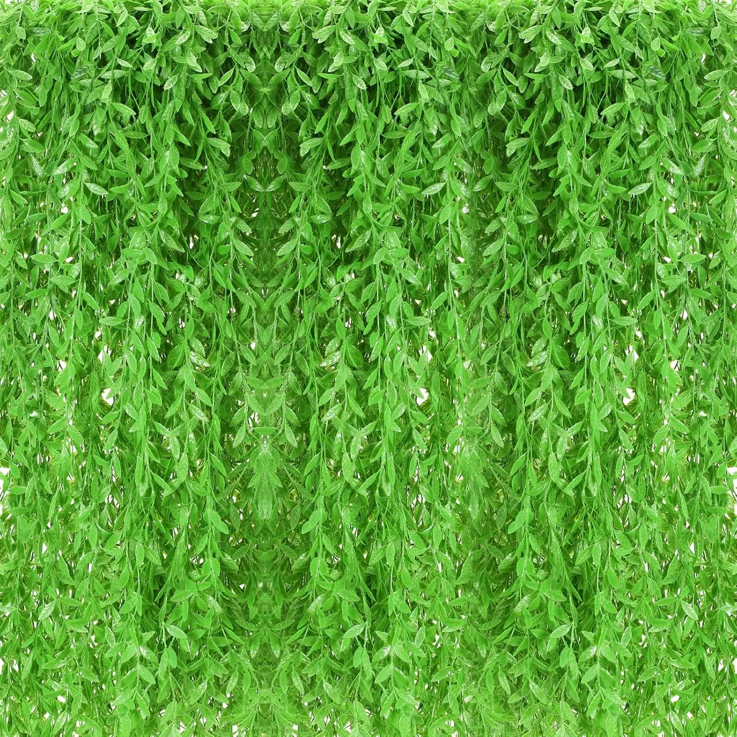 Artificial Hanging Vines Fake Weeping Willow Leaves Decor  Artificial Vines Greenery Garland for Wedding Party Backdrop Wall Decor Garden Patio Backyard (Fruit Green)