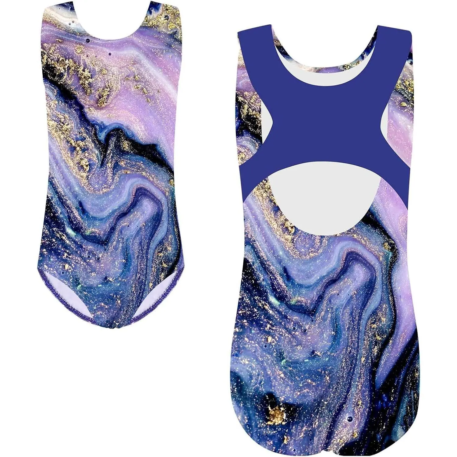 One-piece Gymnastics Leotards for Girls Sparkle Athletic Clothes Activewear