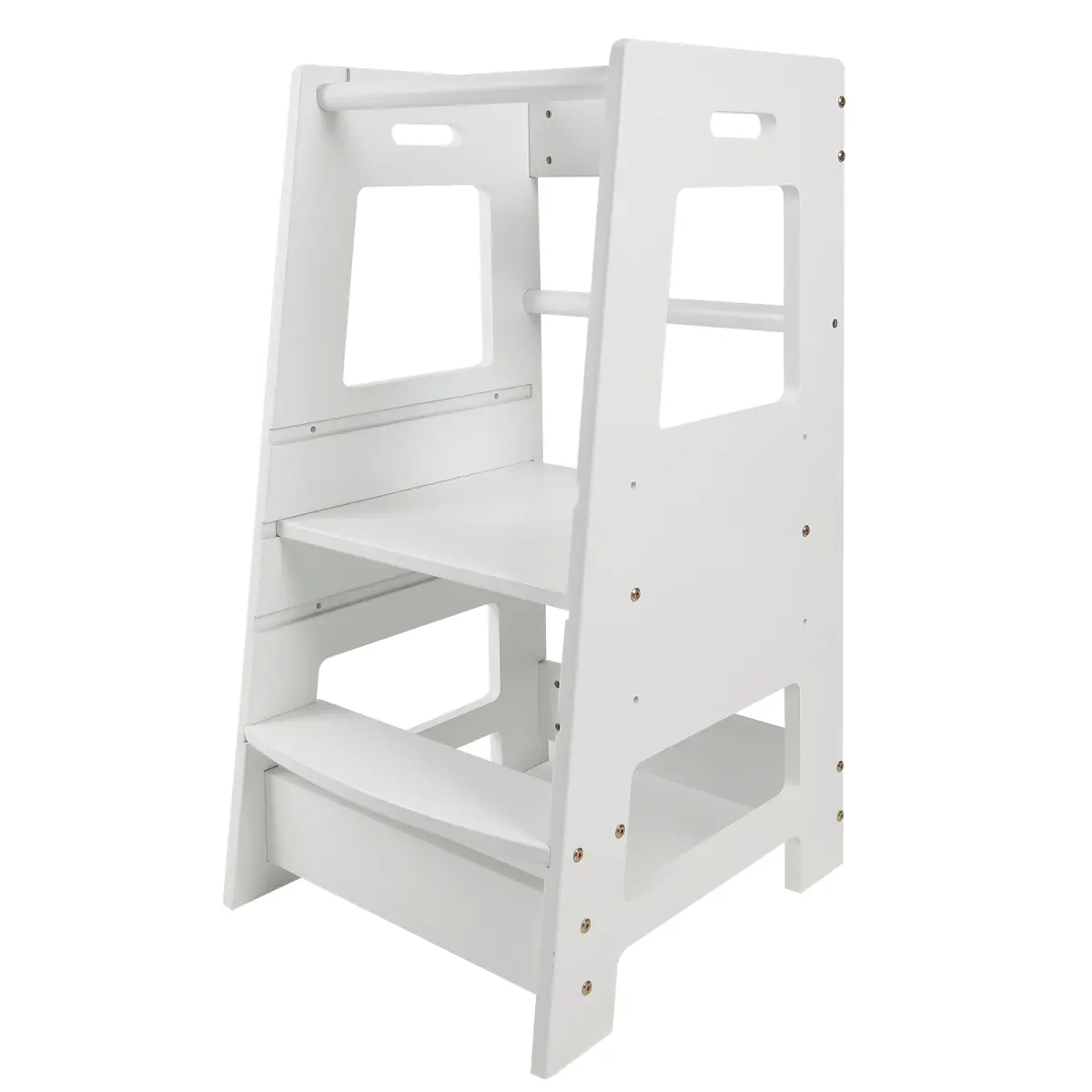 ECOMEX Toddler Standing Tower for Kitchen, Step Stool for Kid's Adjustable Height Learning Stool, Removable Anti-Drop Safety Rail Stool for Bedroom, Bathroom, White