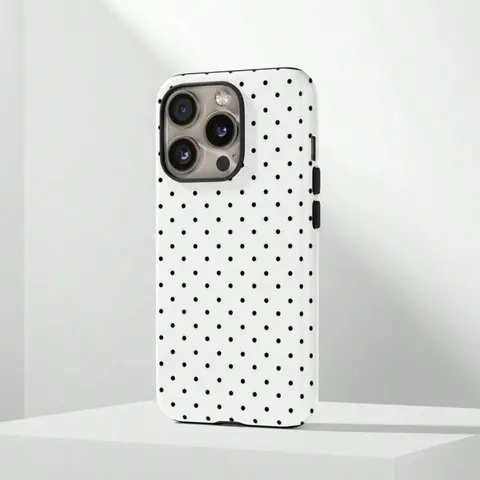 VESPOP Pink Base Black Polka Dot Soft Polycarbonate Smartphone Case - Y2K Style Phone Accessory, PC Plastic, All Genders, Cute Cover for iPhone Series (18 Pro Max,17,16,15,14,13,12,11 Pro Max Plus)