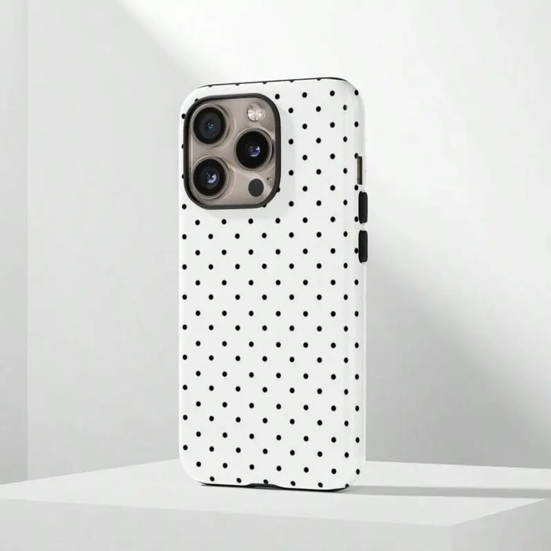VESPOP Pink Base Black Polka Dot Soft Polycarbonate Smartphone Case - Y2K Style Phone Accessory, PC Plastic, All Genders, Cute Cover for iPhone Series (18 Pro Max,17,16,15,14,13,12,11 Pro Max Plus)