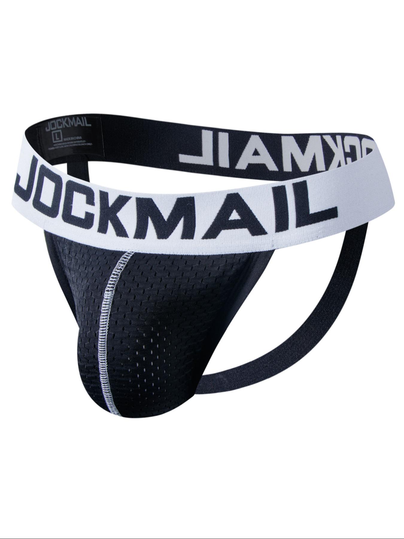 Lgbtq+ Men's Letter Print Mesh Tape Nylon Knitted Jockstrap, Fitted Breathable Stretch Comfortable Thong for Daily Wear, Fashion Men's Sexy Medium Underwear for All Seasons, Back To School Underwear for Men, Undergarments, Sport