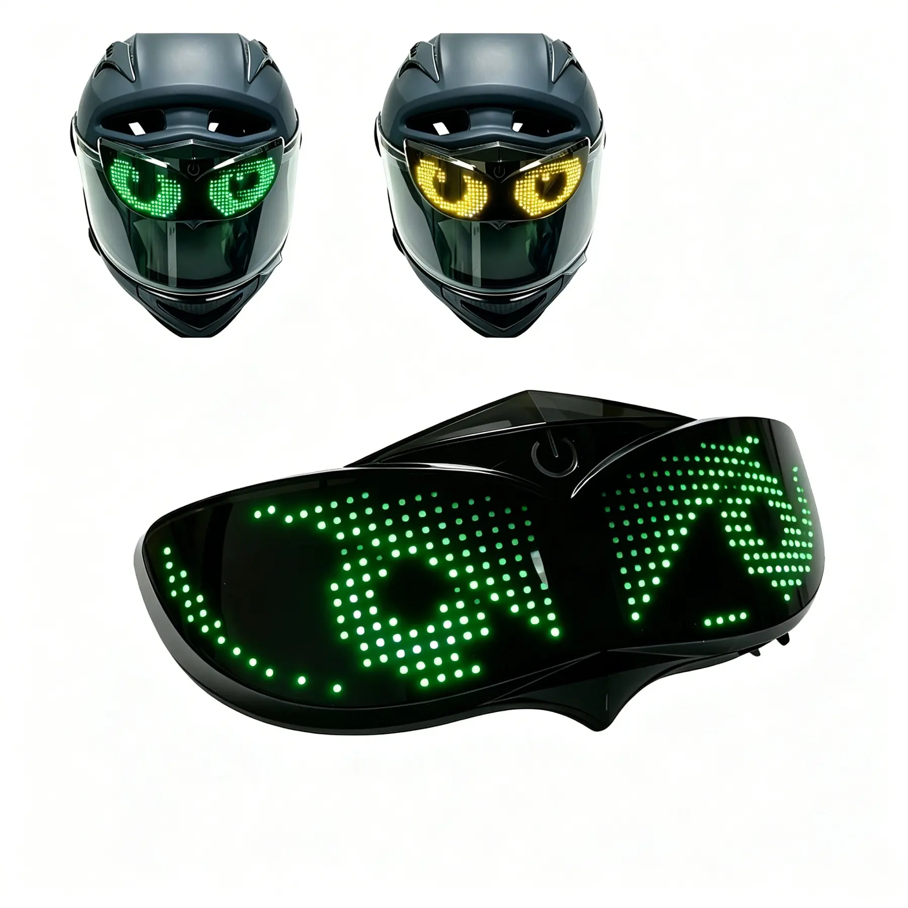 Bluetooth-compatible Programmable Enhanced Universal Helmet LED Sign, DIY Custom Text, Devil Eyes Light, Battery-Powered, Night Riding Safety for Scooters